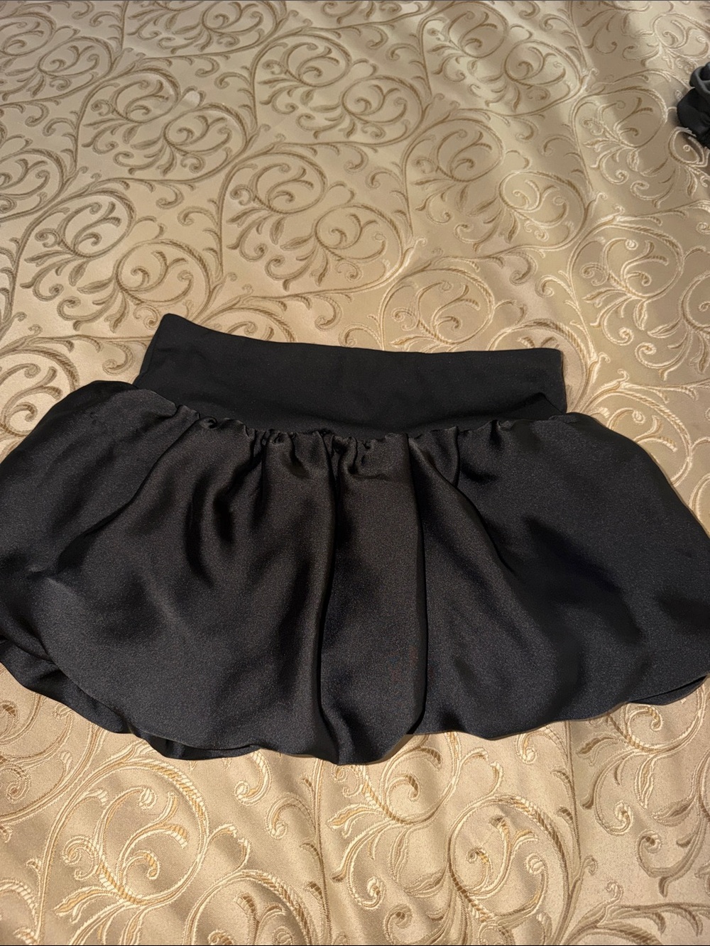 Amazon Black Bubble Mini Skirt with Wide Waistband